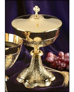 Embossed Vines Ciborium with Irish Celtic Cross Cover