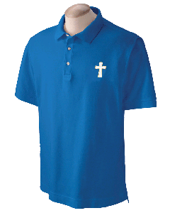 Men's Short Sleeve Clergy Polo Shirt with Cross