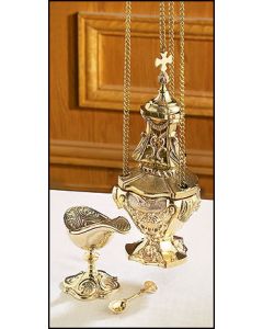 Cast Brass Censer with Boat Set