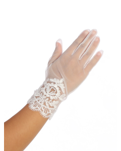 Below Elbow Length Lace Finger less First Communion Gloves