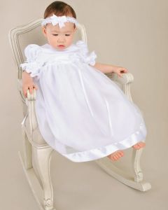 Baby Girl Satin Christening Dress with Satin Banding