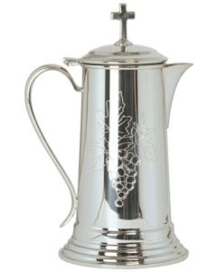 Pewter Church  Flagon with Engraved Grape Design