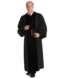 Pulpit Robe Velvet Geneva Black with Black Velvet Panels