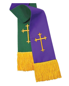 Reversible Clergy Stole Hunter/Purple Cross