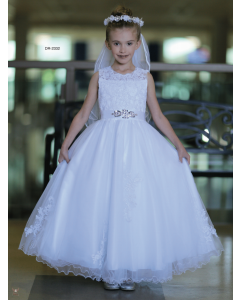 Beautiful First Communion Dress Beaded Lace Bodice