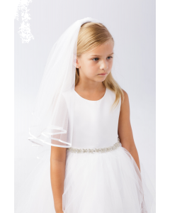 First Communion Veil with Satin Trim