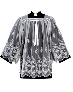 Sheer Nylon Embroidered Clergy Surplice