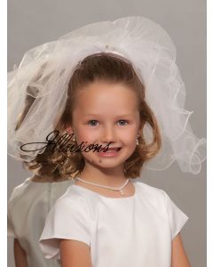Short First Communion Veil with Wavy Trim-3 Sizes Available