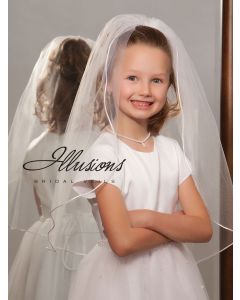 Single Tier First Communion Veil with Rattail Edge-3 Sizes Available