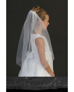 Single Layer First Communion Veil with Sequins 