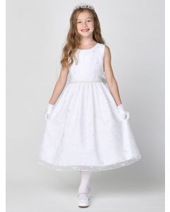 First Communion Dress Beaded satin bodice with tulle skirt