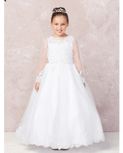 First Communion Dress with Lace Bodice Bolero Jacket for Bigger Girls