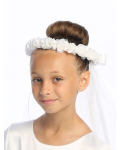 First Communion Veil Satin & organza flowers