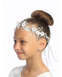 FIrst Communion Floral headpiece with rhinestones and pearl accents