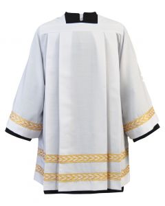 Tailored Priest Surplice with Gold Embroidered Bands