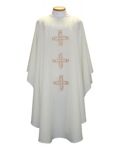 Triple Decorative Gold Cross Clergy Chasuble