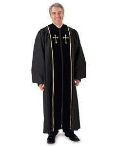 Pulpit Robe with Embroidered Gold Crosses