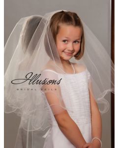 Two Layer First Communion Veil with Wavy Edge-3 Sizes Available