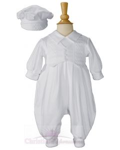 Long White Boys Baptism Celebration Set with Hat