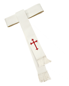 White Clergy Cincture with Red Cross