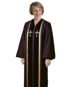 Women's Black Clergy Robe with Gold Trim