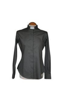 Women's White Tab Collar Clergy Blouse