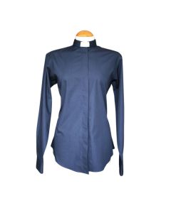 Women's Black Tab Collar Clergy Blouse