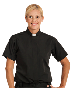 Women's Short Sleeve Black Clergy Blouse