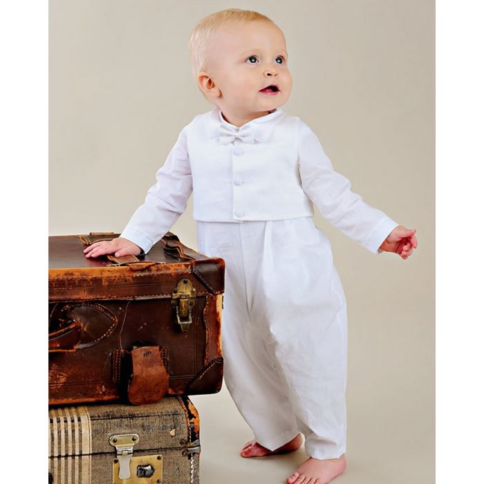 Long Sleeve Cotton Christening Coverall with Vest 